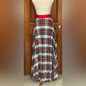 Vintage Bobbie Brooks Plaid Maxi Skirt Tartan Dark Academia|attached Ribbon Belt